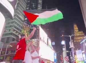 اهتزاز پرچم فلسطین در بزرگ‌ترین میدان نیویورک