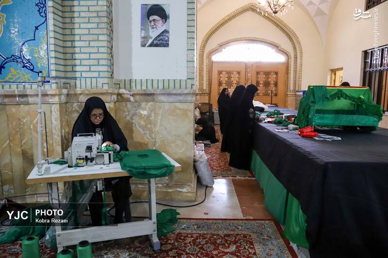 عکس/ کارگاه دوخت لباس شیرخوارگان حسینی