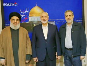 حاج رمضان در کنار فرماندهان شهید جبهه مقاومت