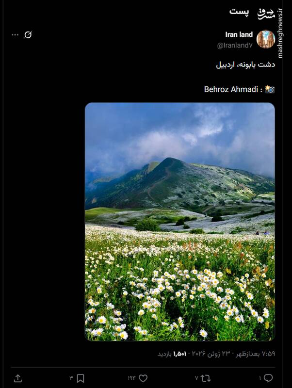 قابی از زیبایی دشت بابونه استان اردیبل