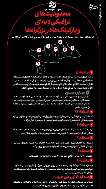 اینفوگرافیک/ محدودیت‌های ترافیکی لایه‌‎ای و پارکینگ‌ها در بزرگراه‌ها