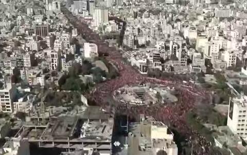 قاب هوایی ماندگار از تشییع رهبر شهید در مشهد