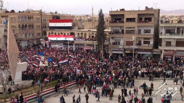 تجمع طرفداران نظام سوریه +عکس