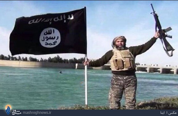 پرچم داعش در کنار سد فلوجه +عکس