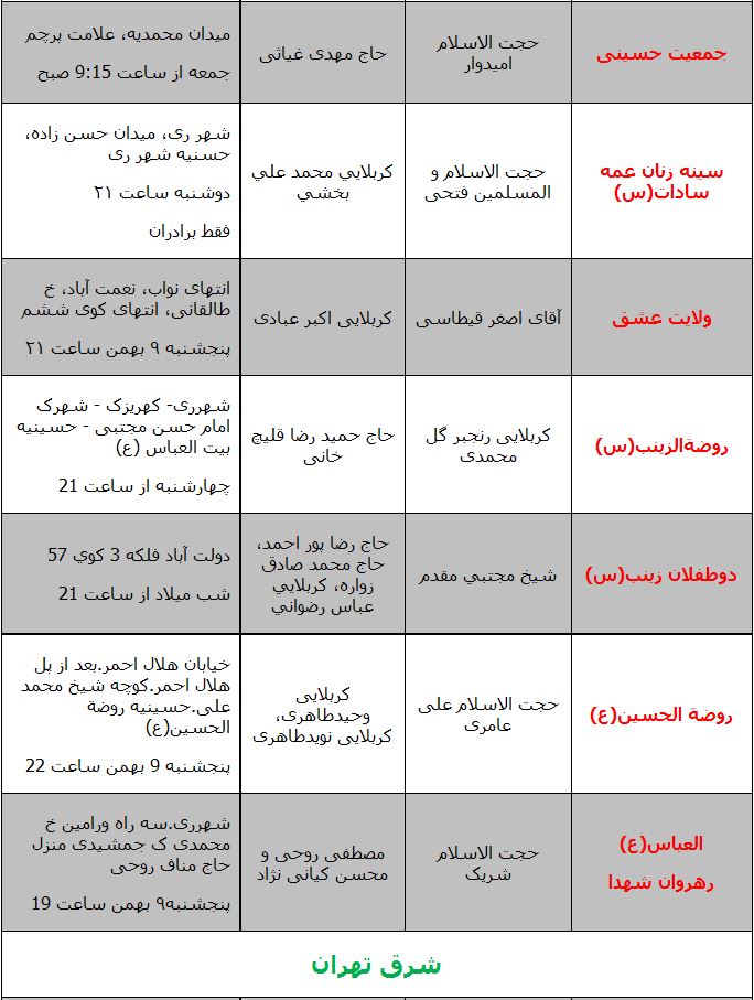 میلاد امام حسن عسکری(ع) هیئت کجا برویم؟