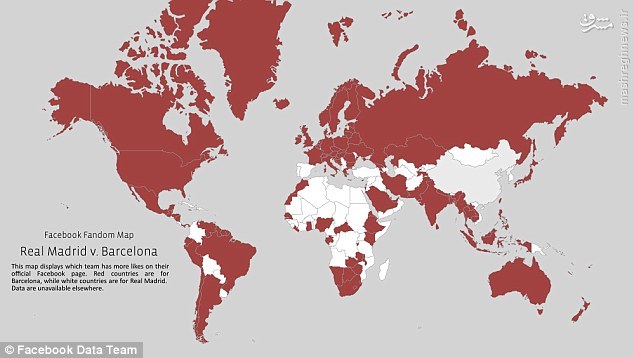 پراکندگی هواداران رئال و بارسا روی نقشه جهان +عکس