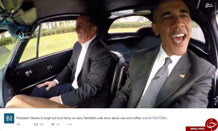 عکس/ ذوق زدگی اوباما هنگام رانندگی