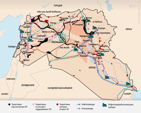 پنتاگون:40 درصد منابع نفتی داعش نابود شد+نقشه