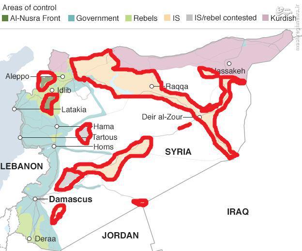 نقشه مناطق مشمول اجرای طرح آتش بس در سوریه+تصویر