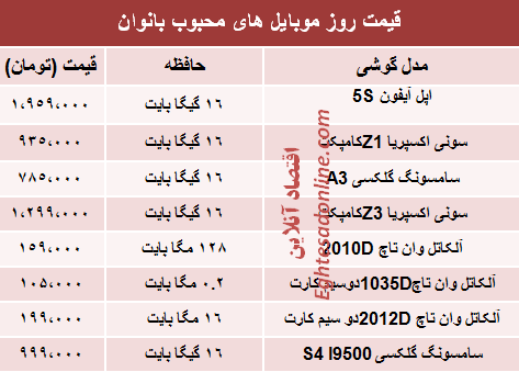 جدو/ قیمت‌ روز موبایل‌های‌ محبوب بانوان