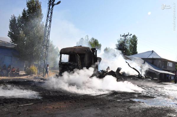 حمله پ.ک.ک به کاروان سوخت در شرق ترکیه+تصاویر
