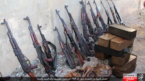 کشف تسلیحات پ.ک.ک توسط داعش+تصاویر