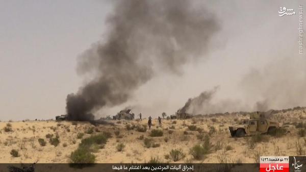 انهدام تانک ارتش مصر توسط داعش+تصاویر