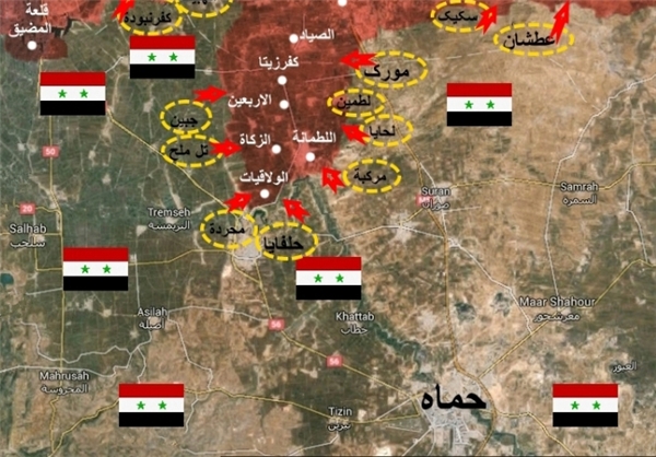 جدید‎ترین تحولات میدانی در شمال استان «حماه» سوریه+نقشه