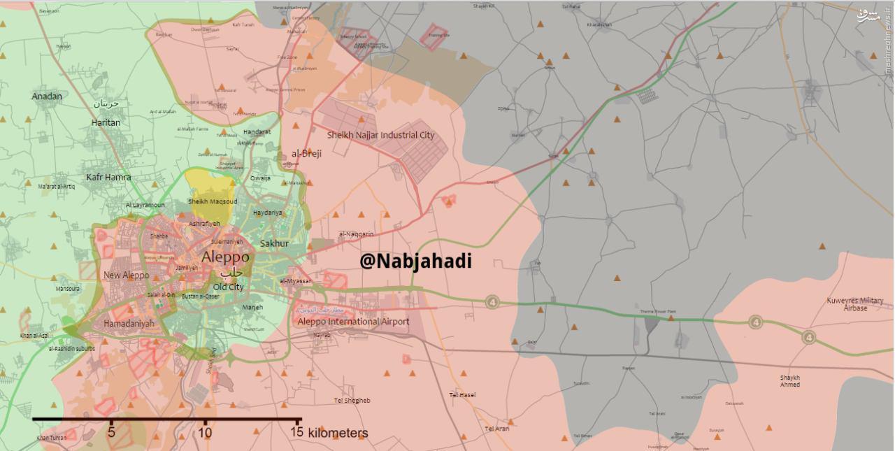 چه مناطقی از حلب در تصرف تروریست‌هاست +نقشه