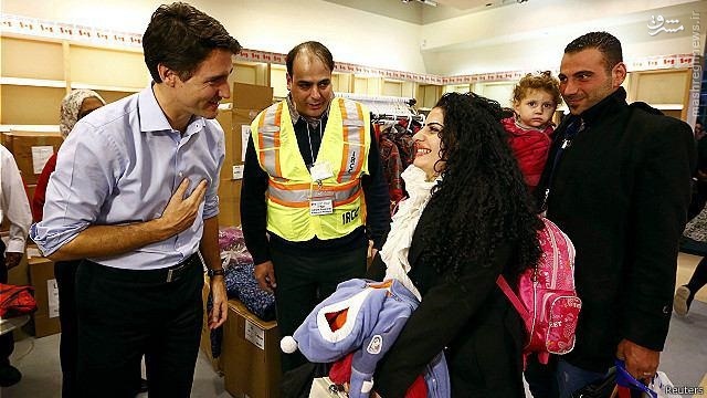 عکس/استقبال نخست‌وزیر کانادا از پناهجویان سوری