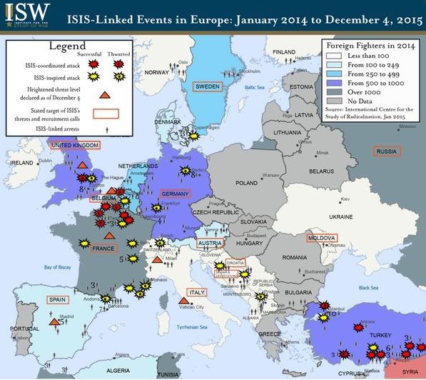 پیش‌بینی موقعیت مکانی حملات بعدی داعش در اروپا +نقشه