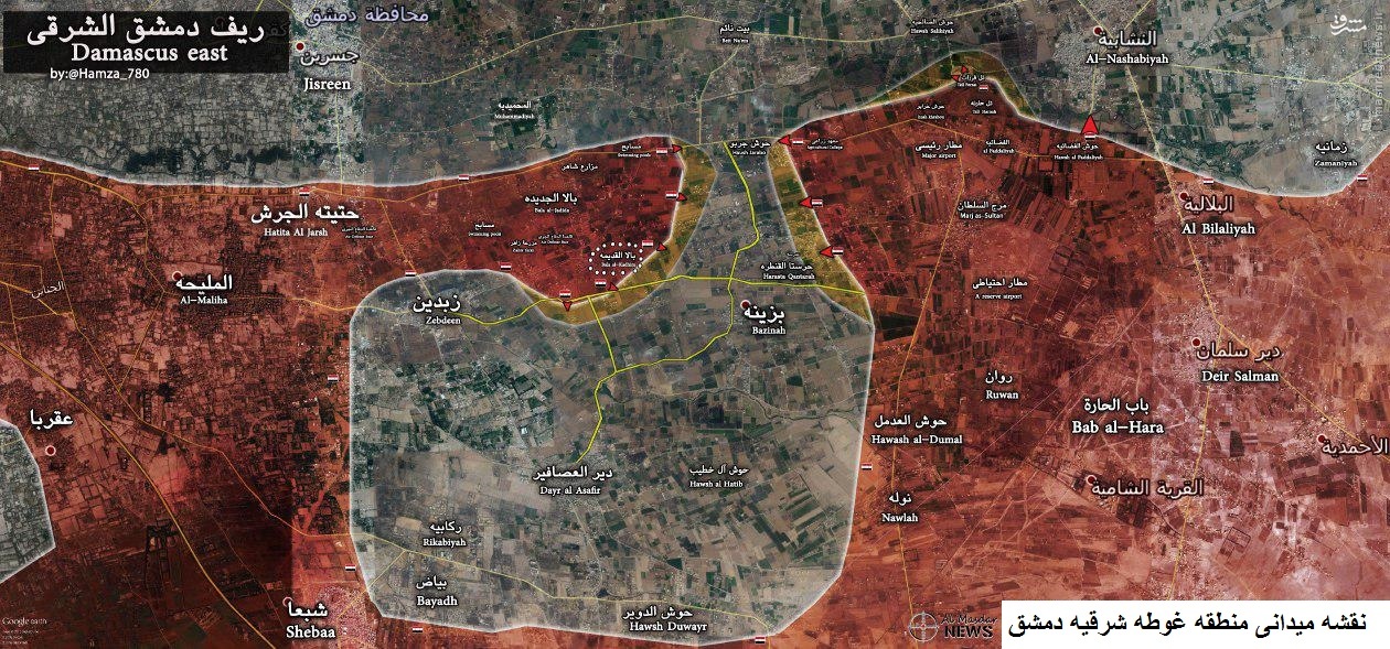 پیشروی ارتش سوریه در غوطه شرقیه دمشق+عکس و نقشه