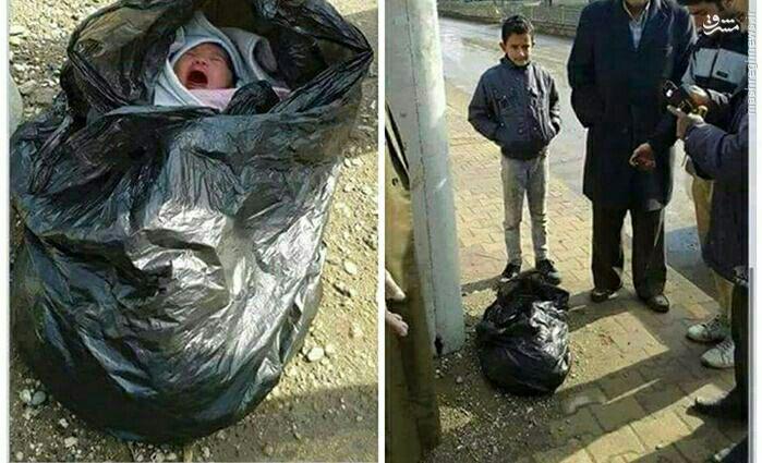 عکس/ پیدا شدن نوزاد دختر در کیسه زباله