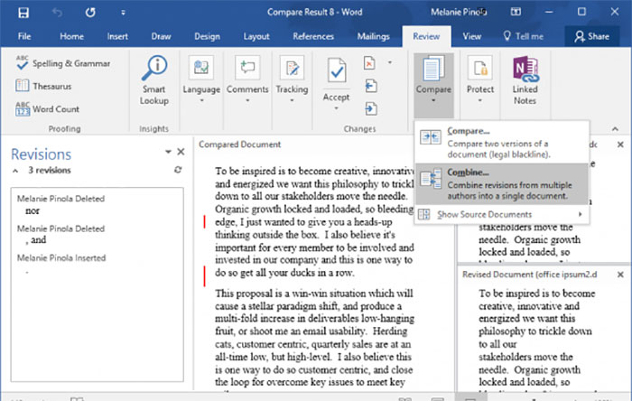 دو سند را چگونه در ورد مقایسه و ترکیب کنید +عکس
