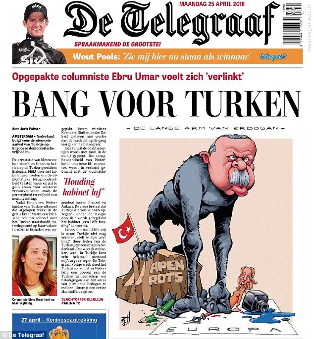عکس/ درج کاریکاتور عجیب از اردوغان در روزنامه هلندی