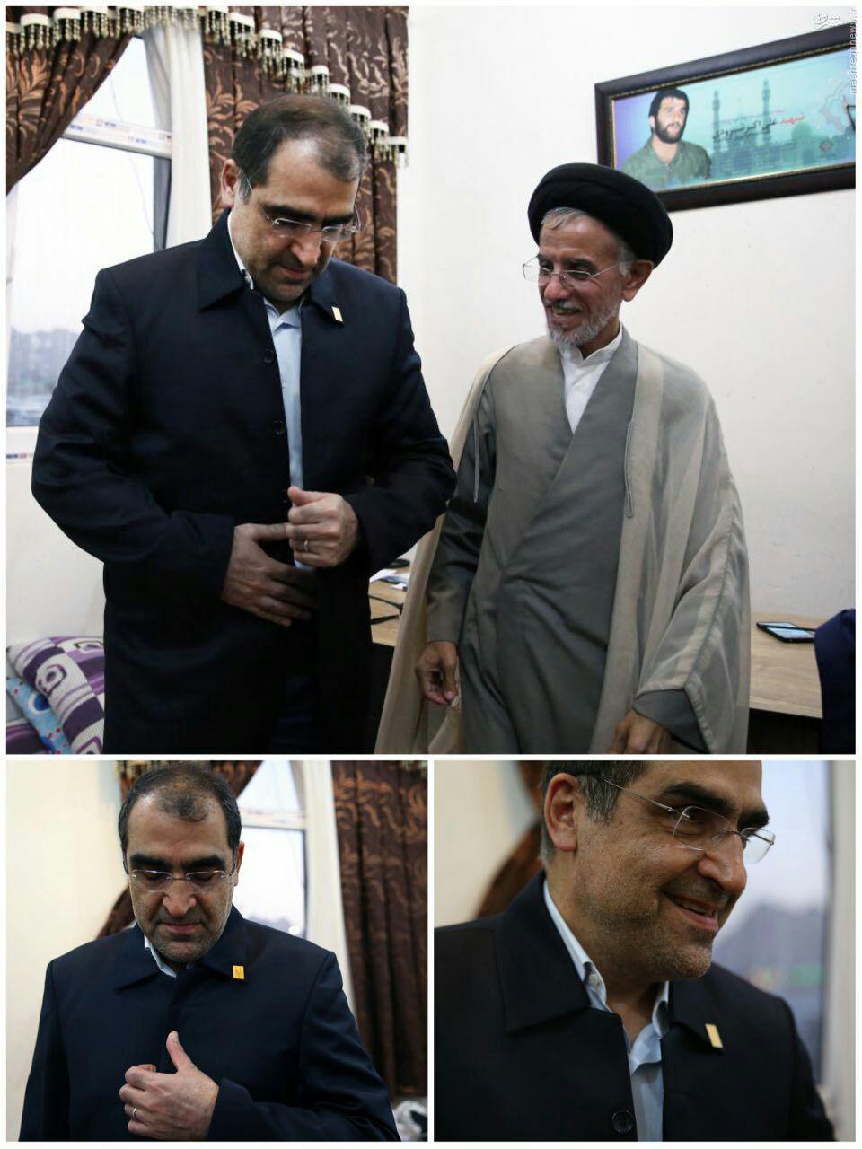 عکس/ وزير بهداشت با لباس خادمي مسجد جمكران