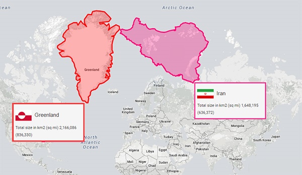 با این وب‌سایت اندازه واقعی کشور‌ها را با یکدیگر مقایسه کنید