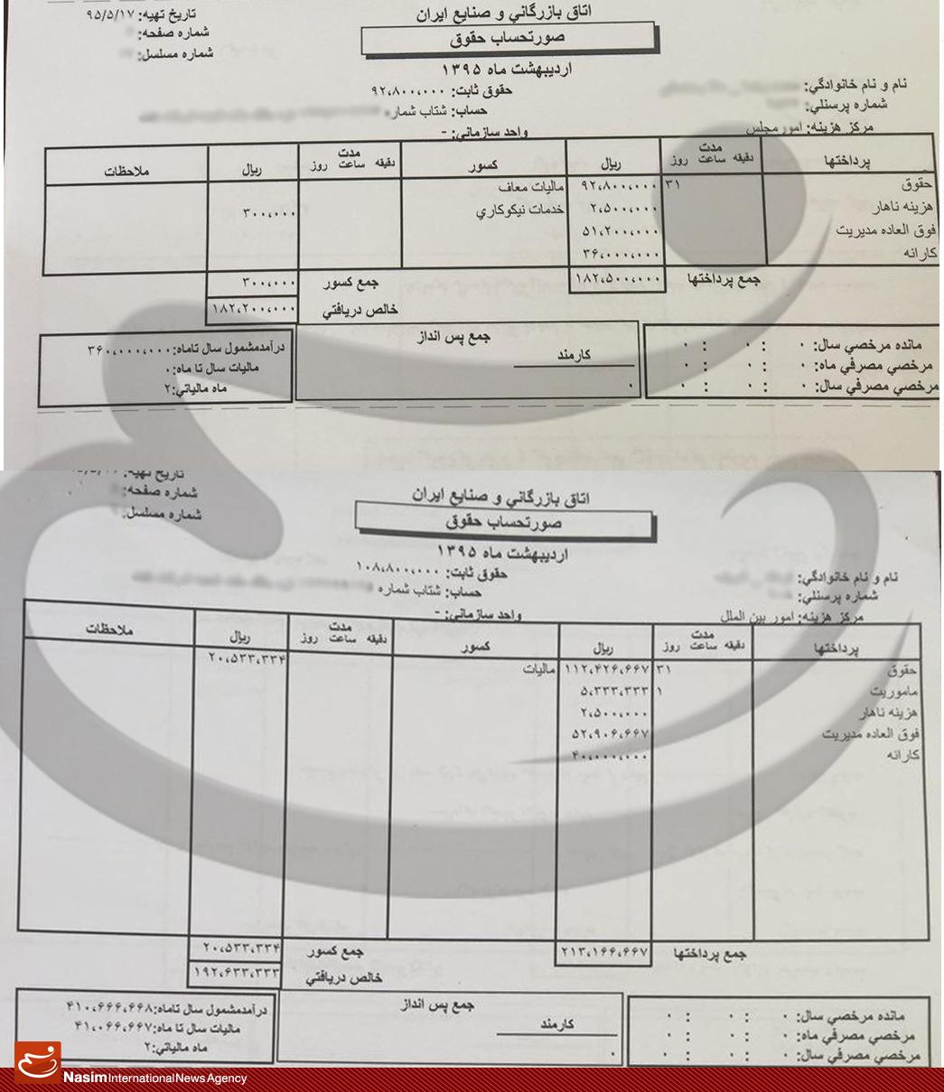 حقوق‌های چند ده میلیونی در اتاق بازرگانی+ سند