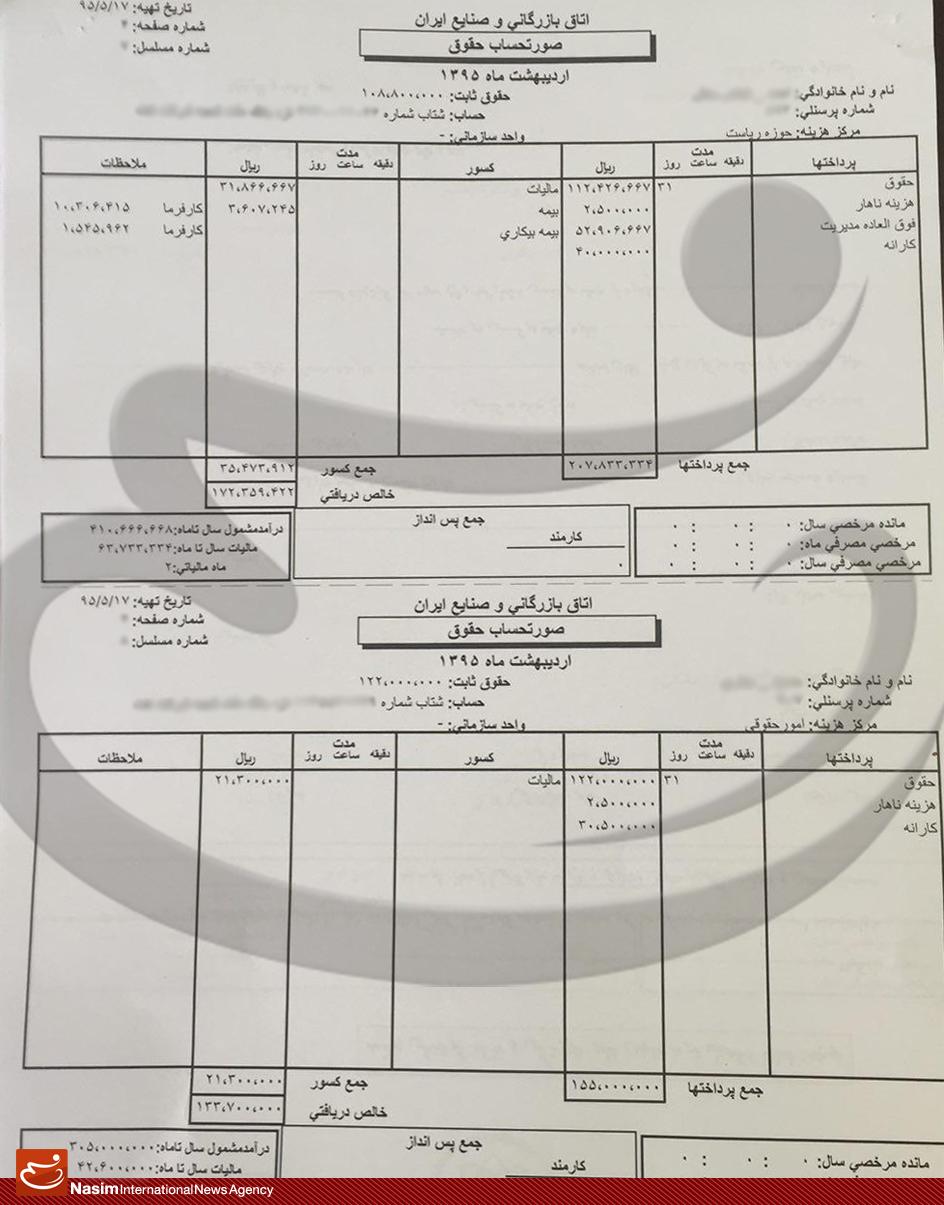 حقوق‌های چند ده میلیونی در اتاق بازرگانی+ سند