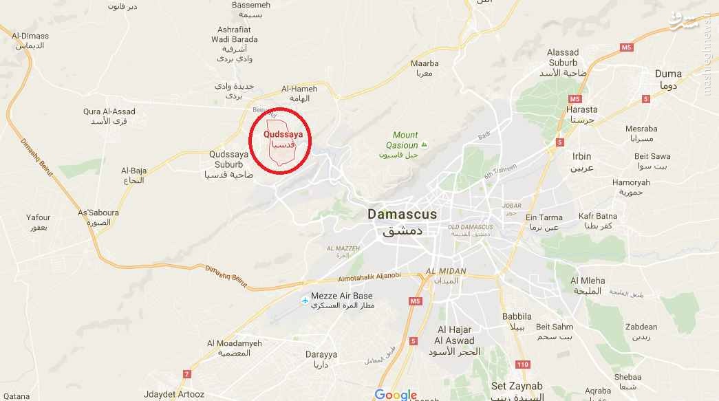 حمله تروریستها به مراکز ارتش در قدسیای دمشق+عکس