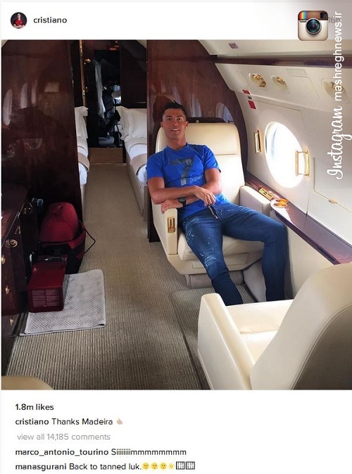 عکس/ رونالدو در هواپیمای شخصی اش