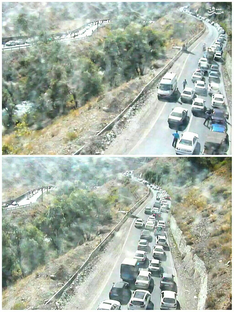 عکس/ ترافیک سنگین در جاده چالوس، کندوان-سه‌راهی دیزین