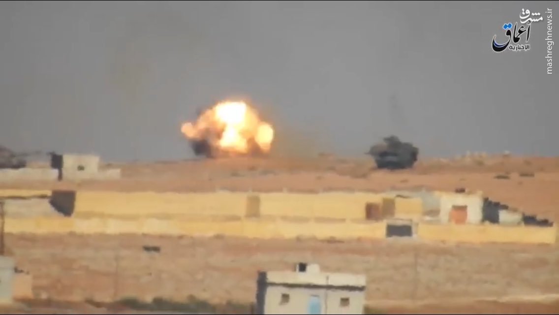 انهدام دو تانک ارتش ترکیه در شمال حلب+عکس