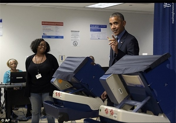 اوباما در انتخابات ریاست جمهوری 2016 رای داد +عکس