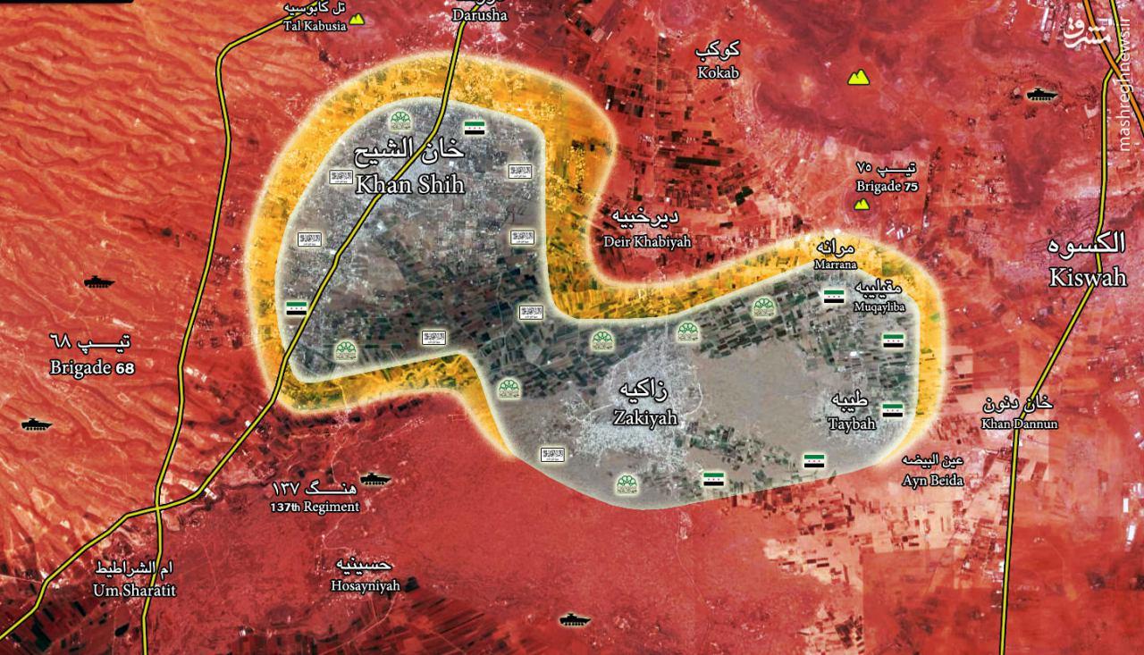 عملیات معکوس ارتش سوریه در شمال حماه/پیشروی ارتش سوریه در شمال غوطه دمشق/گسترش عملیات محور مقاومت در حلب