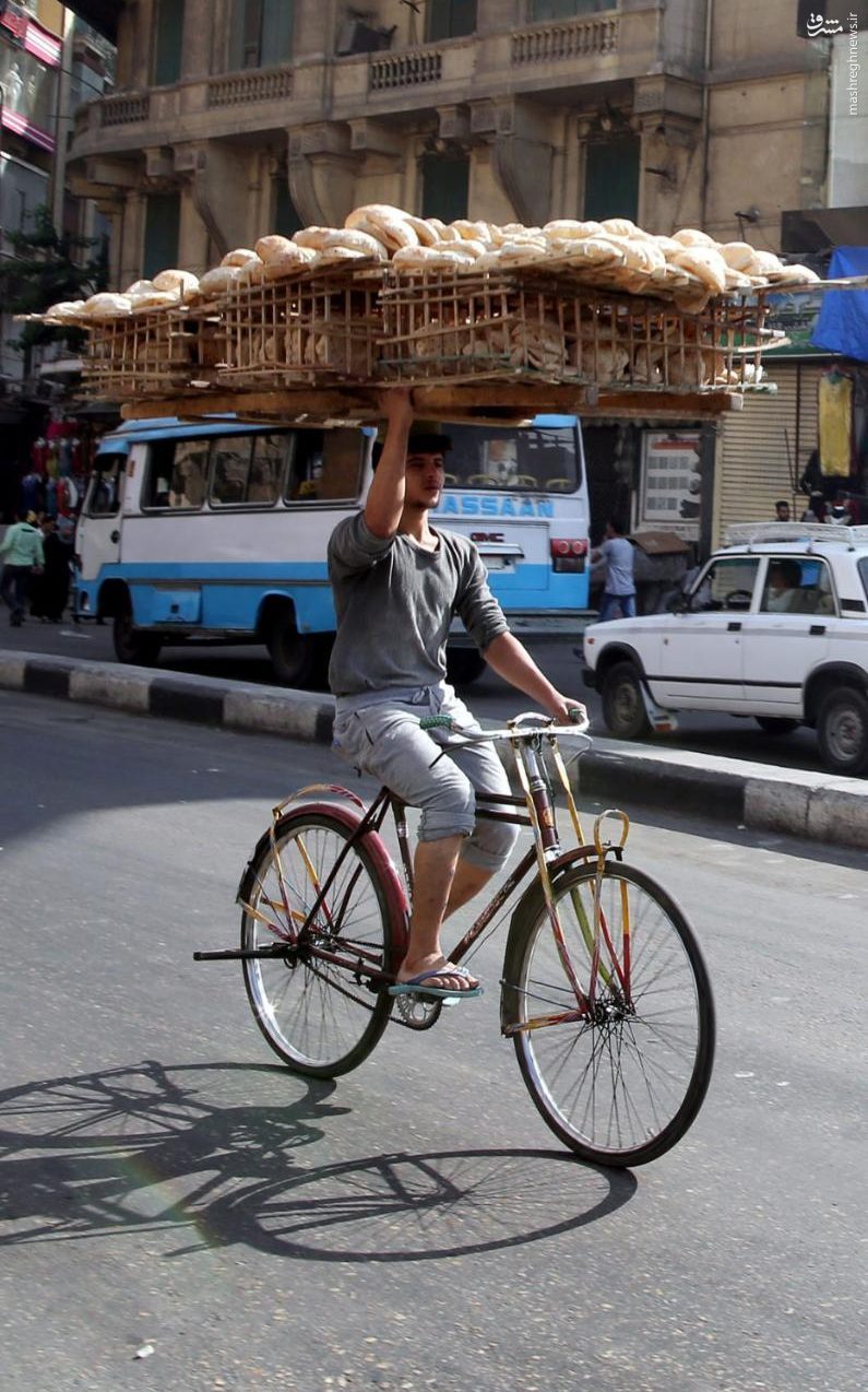 عکس/ حمل نان به سبک یک مصری