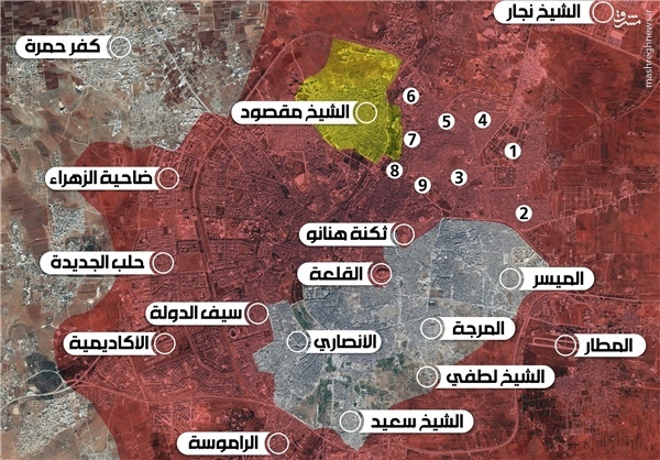 چه مناطقی در حلب آزاد شده است؟ +نقشه